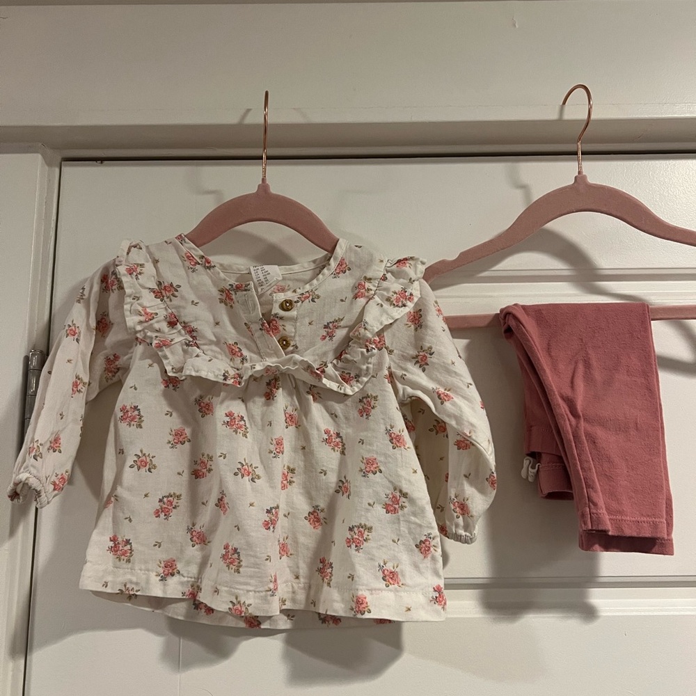 $10 ADD ON H&M Set Floral Matching Set Zara Jamie Kay Blouse Quincy Mae Leggings